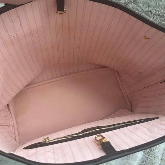 LOUIS VUITTON NEVERFULL DAMIER EBENE ROSE BALLERINE MM TOTE - Picture 12 of 12